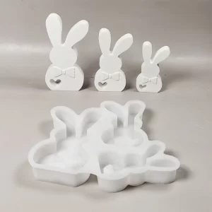 DIY Easter Bunny Silicone Mold Cute Rabbit Gypsum Concrete Molds Resin Mold for Easter Table Decorations